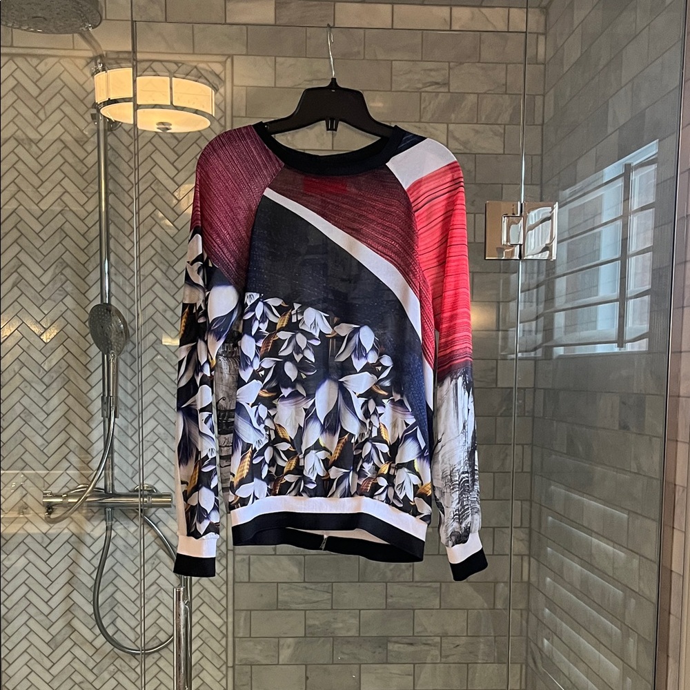 Clover Canyon Sweater with Red, Black, and White Design